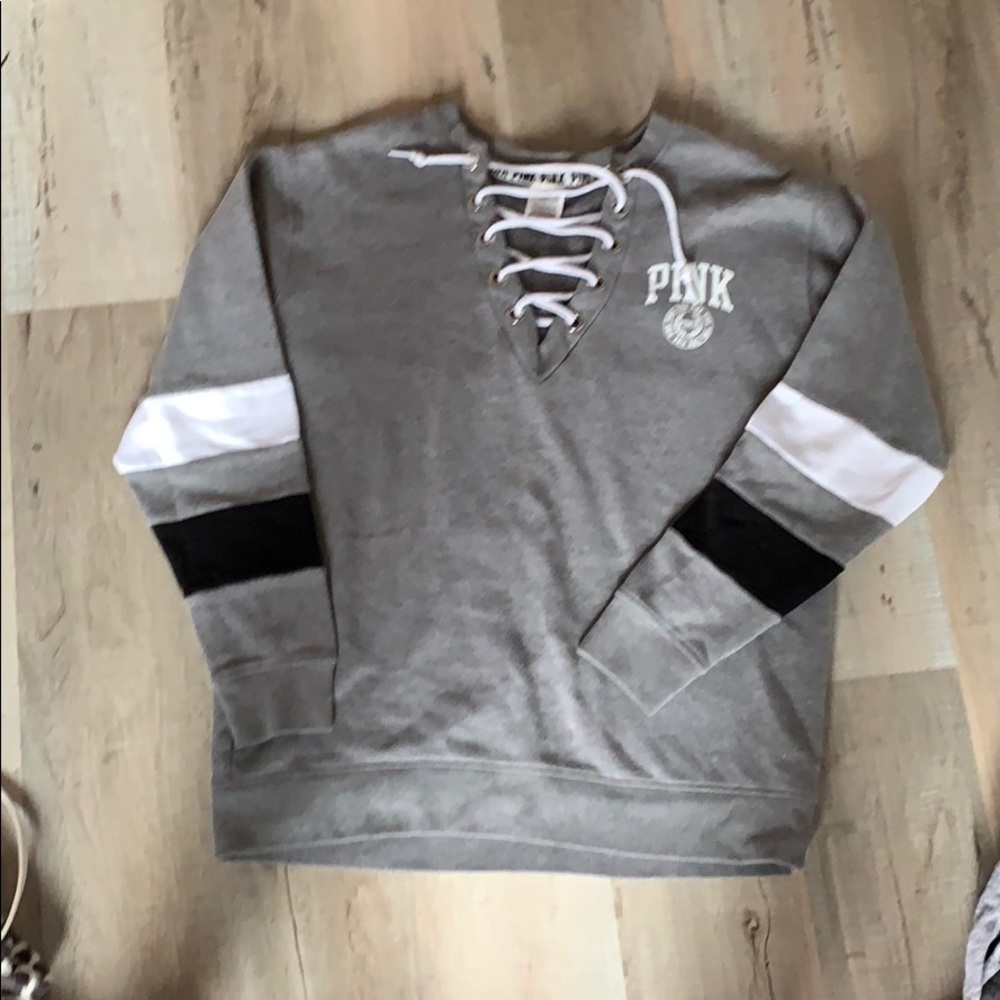 Lace up Victoria’s Secret pink sweatshirt